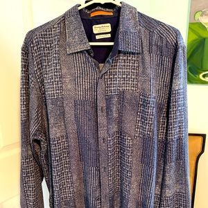 Tommy Bahama Indigo Crush Navy Modern Island Fit Shirt size Large New with Tags